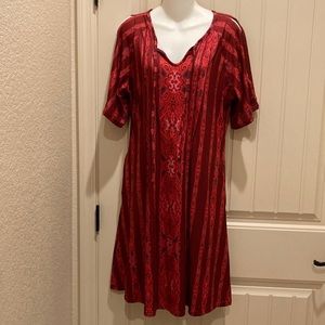 Reborn New York Women’s Size M Dress Cold Shoulder Pintuck Ties Stretchy Pockets